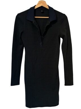 Blue and Green Long Sleeve Knit Polo Dress
